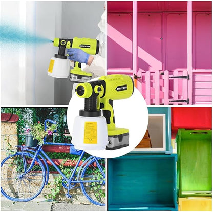 Paint Sprayer Compatible with Ryobi 18V Battery, 200W HVLP Spray Paint Gun Tool with Brushless Motor and Copper Nozzle, Easy to Clean, for Furniture, Fence, Walls, Ceiling, Door etc. (No Battery)