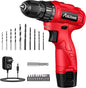 AVID POWER 12V Cordless Drill, 3/8-Inch Keyless Chuck, High-Speed 1400 RPM & 25+1 Torque Control, Electric Power Drill Kit with 21pcs Bits, Battery and Charger