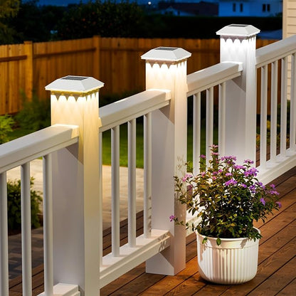 Mlambert 8 Pack Solar Post Cap Lights Outdoor - 3 Lighting Modes Waterproof LED Solar Post Lights Fit 3.5×3.5 Wood/4×4 Vinyl Fence Deck Posts, White