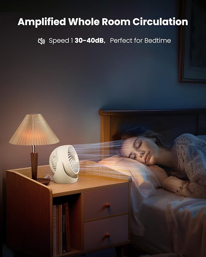 Gaiatop Desk Fan, 5-Inch Portable Electric Table Desktop Air Circulator Fans, Small but Powerful with 3 Speed 360° Adjustable Tilt for Cooling Home Dorm Office Bedroom Bathroom Kitchen, Beige