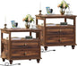 Farmhouse Nightstand Set of 2 with Charging Station, 24" Wide End Table with 2 Drawers,Brown Dresser for Bedroom,Bed Side Table Chest of Drawers Cabinet, Night Stand for Living Room