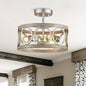 Farmhouse Ceiling Light Fixture, Drum Round Modern Semi Flush Mount Ceiling Light for Kitchen Bedroom Dining Living Room, 13" Metal Nickel and Wood Grain Chandeliers