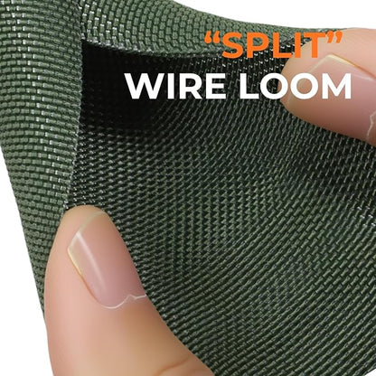 HOLED 3/4 inch Split Braided Cable Management Sleeve for USB Cable Power Cord Audio Video Cable, Wire Loom Cord Protector from Cat Dog Chewing (Dark Green, 25FT)