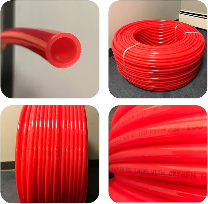 Pex-A Tubing 1/2 Inch x 100 Ft Tube Coil, Non-Barrier Pipe for Potable Water, 1/2" Flexible Water Tubing for Plumbing, Red