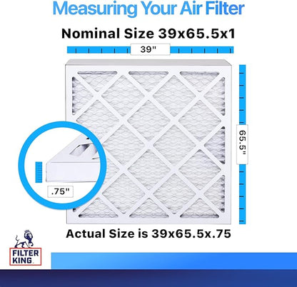 Filter King 39x65.5x1 Air Filter | 4-PACK | MERV 8 HVAC Pleated A/C Furnace Filters | MADE IN USA | Actual Size: 39 x 65.5 x .75"