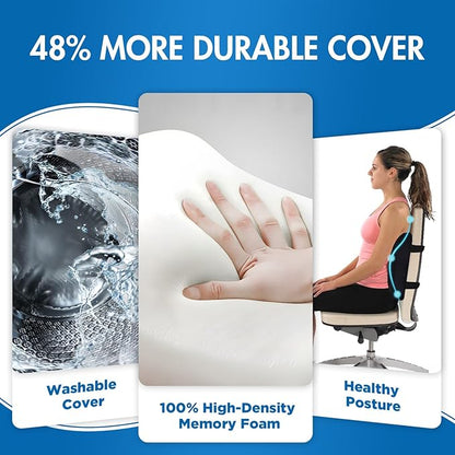 Niceeday Lumbar Support Pillow for Office Chair Car, Gaming Chair Lower Back Pain Relief Memory Foam Cushion with 3D Mesh Cover Ergonomic Orthopedic Back Rest Lower Back Support