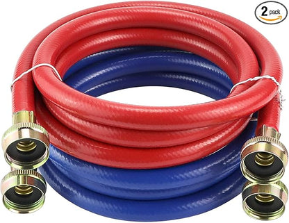 6FT Rubber Washing Machine Hoses Burst Proof Water Supply Lines with 3/4" FHT Standard Thread by AMI PARTS - for Hot and Cold Water Washer Hoses (2 Pack)