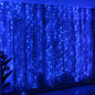 HXWEIYE 300LED Fairy Curtain Lights, 9.8x9.8Ft USB Plug-in 8 Modes Christmas String Hanging Lights with Remote for Bedroom Backdrop Wedding Indoor Wall Decor, Blue, Standard – 1 Pack