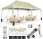 HOTEEL 10x20 Pop Up Canopy, Outdoor Easy Setup Party Tent, Waterproof Portable Enclosed Event Shelter with Wheeled Bag, Weight Bag for Backyard, Vendor, Khaki