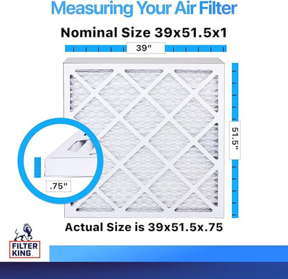 Filter King 39x51.5x1 Air Filter | 4-PACK | MERV 8 HVAC Pleated A/C Furnace Filters | MADE IN USA | Actual Size: 39 x 51.5 x .75"