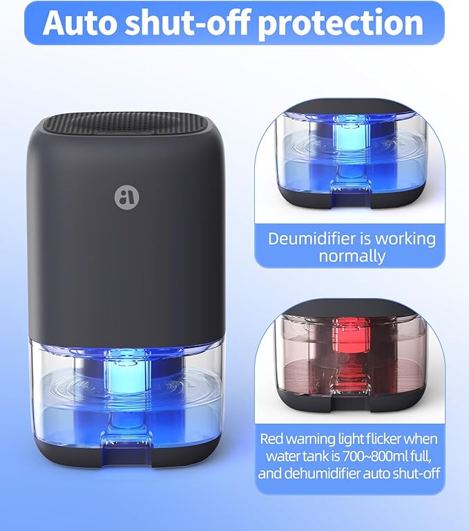Dehumidifier, 35 OZ Small Dehumidifiers for Bedroom for Home, Quiet with Auto Shut Off, Dehumidifiers for Bedroom (280 sq. ft), Bathroom, RV, Closet, Grey