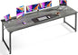 Huuger Computer Desk, 80 Inch Office Desk, Gaming Desk with Storage, Writing Desk Work Desk for Home Office, Study, Long Simple Desk, Large Legroom, Metal Frame, Grey