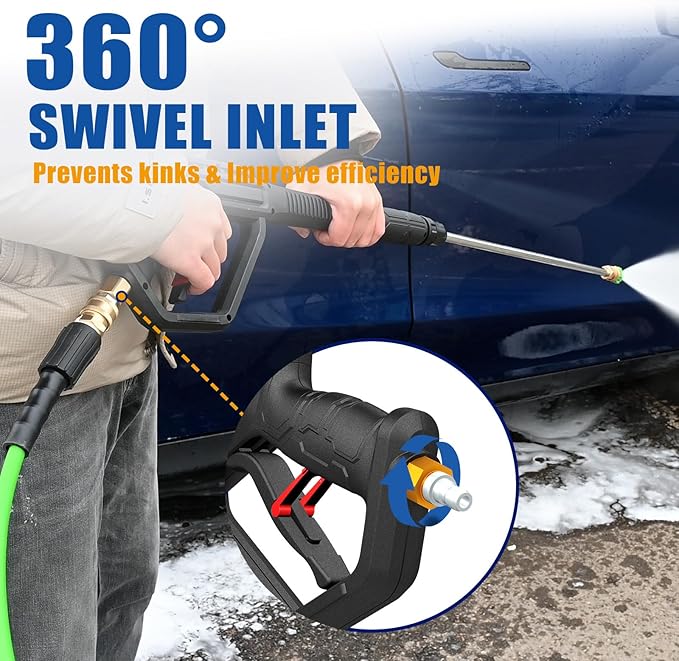 TOOLCY 3200 PSI Gas Pressure Washer, 2.6 GPM Gas Powered Power Washer Reinforced Pump & 209cc OHV Engine, 35FT Pressure Hose, Quick Connect Swivel Pressure Gun, 5 Nozzles for Homes (No Soap Tank)