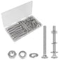 Yinpecly 16 Sets 1/4-20 x 2-1/2" Carriage Bolts Screws, 304 Stainless Steel Round Head Square Neck Carriage Bolts and Nuts Kit, with Flat & Lock Washers, Full Thread Coverage