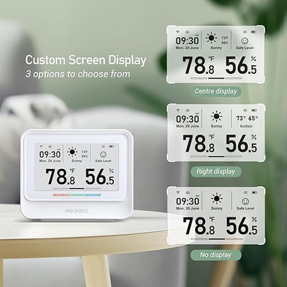 INKBIRD WiFi Thermometer Hygrometer, Temperature and Humidity Sensor with Weather Station, 9-in-1 IBS-TH5 with Electronic Ink Display, 2 Years Free Data Storage Export, Remote Monitor for Room