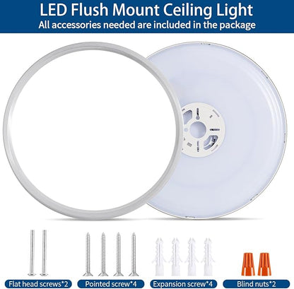 24'' Modern LED Ceiling Light Fixture - Ultra Thin Flush Mount, 50W 5000LM, Brushed Nickel - Perfect for Bedroom, Kitchen, Dining Room, Living Room, Home Office, Hallway.