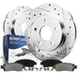 Detroit Axle - 5-Lug Rear Brake Kit for Hyundai Sonata Tucson XG300 XG350 Kia Optima Magentis Sportage Drilled & Slotted Brake R