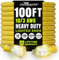 100ft Outdoor/Indoor Extension Cord 10/3 Gauge Ultra Heavy Duty 3 Prong SJTW, Waterproof, Flexible Cold-Resistant Long Power Cord,15A 125V 1875W, Yellow by LifeSupplyUSA