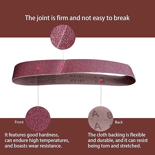 6x89 Inch Sanding Belts, 12Pcs 80 Grit Aluminum Oxide Abrasive Belts Multi-Grit Assortment for Wood & Metal Sanding/Polishing(12, 6x89 In-80Grit)