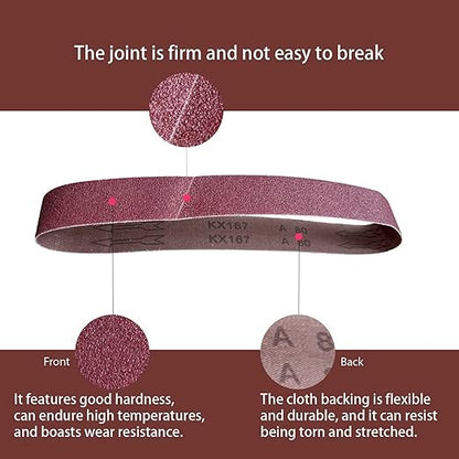 6x89 Inch Sanding Belts, 12Pcs 80 Grit Aluminum Oxide Abrasive Belts Multi-Grit Assortment for Wood & Metal Sanding/Polishing(12, 6x89 In-80Grit)