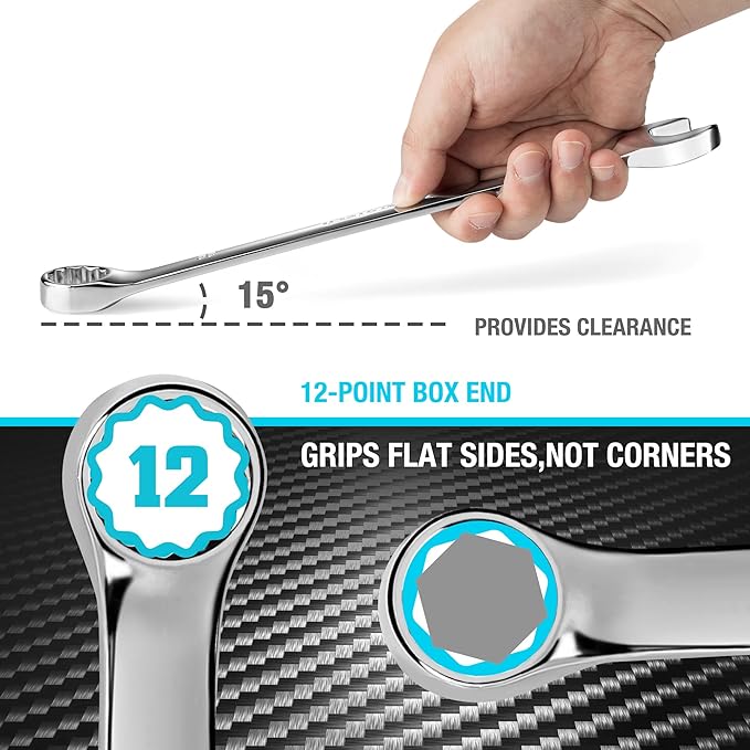 DURATECH 21mm Combination Wrench, Metric, CR-V Constructed with Mirror Polish, 12-Point, 15-Degree Offset