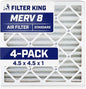 Filter King 4.5x4.5x1 Air Filter | 4-PACK | MERV 8 HVAC Pleated A/C Furnace Filters | MADE IN USA | Actual Size: 4.5 x 4.5 x .75"