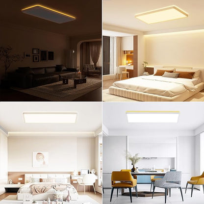 23 Inch Dimmable LED Flush Mount Ceiling Light Fixture with Remote, Square Low Profile Ceiling Light,3000K–6500K Color Changing,1800K Night Light,White,for Bedroom,Kitchen,Living Room