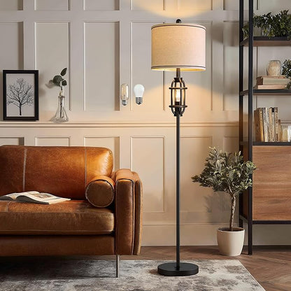 62.5" Floor Lamp for Living Room Industrial Black Standing Tall Lamps for Bedroom Mid Century Modern Corner Floor Lamps for Office Nursery Reading Light Room Lamp, Bulbs Included