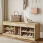 Shoe Storage Bench, 47.2in Entryway Bench with Flip-Open Storage Box, 2 Tier Shoe Rack Organizer with Shelf, Entryway Cabinet for Hallway Living Room Bedroom, Natural