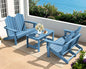 SERWALL 3 Pieces Patio Adirondack Bench Set, 2 Folding Adirondack Bench and 1 Coffee Table Set for Front Porch Garden Balcony Backyard, Navy