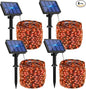 4 Pack Solar Halloween String Lights Outdoor - 320LED 132FT Orange Solar Fairy Lights Outside Waterproof, 8 Modes Solar Powered Twinkle Lighting Decorations for Tree Garden Yard Spooky Patio Party