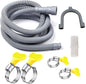 HLMOptimo 10 Feet Universal Washing Machine Drain Hose Flexible Dishwasher Drain Hose Extension Kits Corrugated Washer Hose w/ 1 Adapter 4 Clamps 1 U-Bend Holder