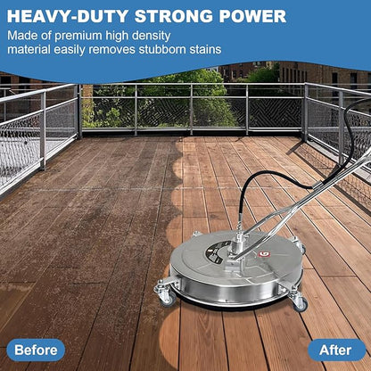 Garvee 24" Pressure Washer Surface Cleaner with 4 Wheels&Dual Handles, 4900PSI Stainless Steel Surface Cleaner Attachment for Pressure Washer for Concrete Driveway Sidewalk Deck Patio (20 in)