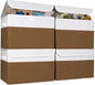 Bagnizer Large 22 Quart Linen Fabric Foldable Storage Bin Cube Organizer Basket with Flip-Top Lid & Handles, Clothes Blanket Box for Home, Office, Closet, Brown & White, 4 Pack 14.6 x 9.5 x 9.5