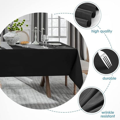 VidaFete Tablecloth 60 * 120inch 2pack Rectangle Table Cloth Polyester, Stain Wrinkle Resistant Dining Table Cover for Kitchen Dinning Party Wedding Rectangular Tabletop Buffet Decoration (Black)