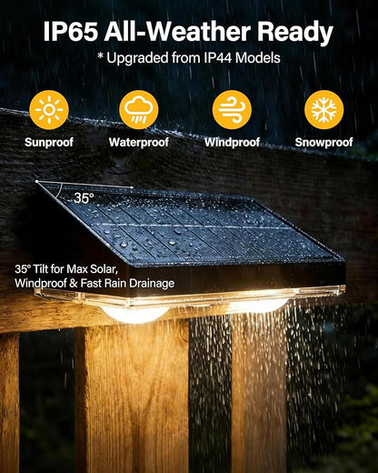 Solar Fence Lights Outdoor, 6 Pack Ultra-Bright 85LM Fence Lights Solar Powered, 9 RGB Color Modes, IP65 Waterproof, 12H Dusk to Dawn Glow for Pool/Deck/Patio/Wall/Backyard - Black