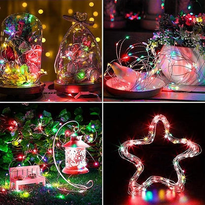 2-Pack Multicolor Fairy Lights Battery Operated with Timer, 16FT 50 LED String Lights Outdoor Indoor, Twinkle Lights Waterproof for Bedroom Wedding Birthday Christmas Parties Centerpiece (Multicolor)