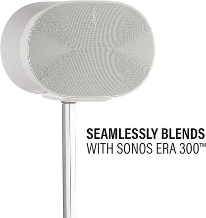 Sanus Height Adjustable Speaker Stand for Sonos Era 300™ - 17" Height Adjustment Sonos Stand Includes Carpet Spikes & Rubber Pads - Easy DIY Install Comes w/All Hardware - White
