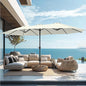 PHI VILLA 15ft Large Patio Umbrellas with Base Included, Outdoor Double-Sided Rectangle Market Umbrella with Stand, Outside Umbrellas for Poolside Lawn Backyard, Ivory