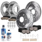 Detroit Axle - Brake Kit for 2001-2007 Toyota Sequoia Drilled & Slotted Brakes Rotors Ceramic Brake Pads 2002 2003 2004 2005 200