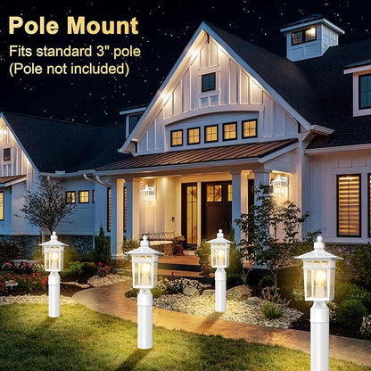 Dusk to Dawn Outdoor Post Lights, Waterproof Lamp Post Light Fixture, Aluminum Lamp Posts Outdoor Lighting Pole Lantern for Outside Yard Patio Pathway Garden Deck, Hard Wired (1 Pack, White)