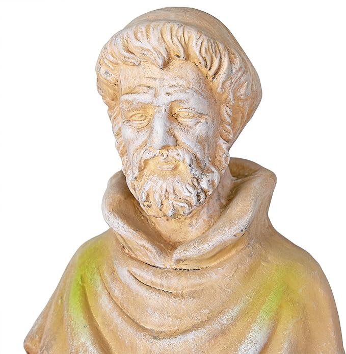Alpine Corporation QFC103-201 Old World St. Francis Statue, Meaningful Statuary Décor for Garden, Patio, & Lawn, 31" H