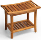 Premium 22" Teak Shower Bench with Handles, Waterproof Teak Shower Stool, Wooden Stool for Bathroom, Teak Wood Shower Seat Chair for Shower Storage Shelf, 300 Lbs Capacity