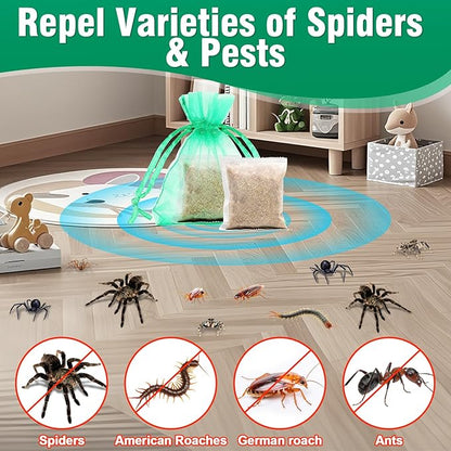 Spider Repellent for Indoor, 24 Pcs Natural Peppermint Oil Spider Deterrent Pouches Spiders Roach Ant Away, Pest Control Spider Repellant Solution for House Garage Patio Attic, Family & Pet Safe