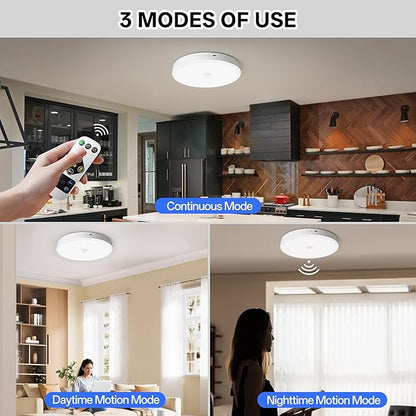 Homelist 2026 New 12000mAh Rechargeable Ceiling Light, Motion Sensor Ceiling Light with Remote, Battery Operated Closet Light for Shower, Garage, Porch, 6500K Cool White