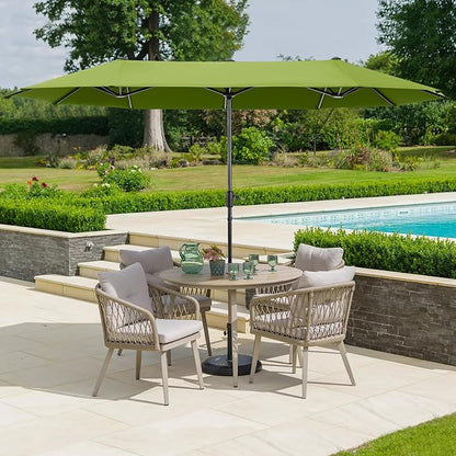 HERA'S PALACE 13 ft Patio Umbrella Double-Sided Outdoor Market Umbrella Rectangular Large with Crank for Patio Shade Outside Deck or Pool, Lime
