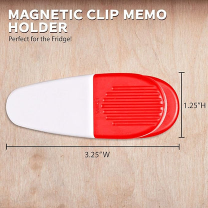 10 Magnetic Memo Holders Set - Large Clip, Plastic - White Red