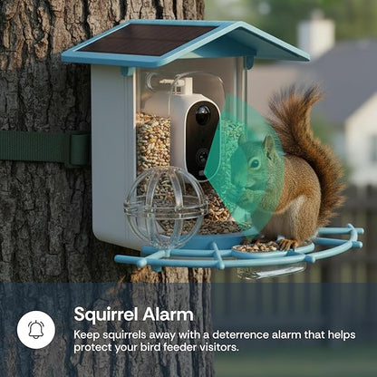 Luna Smart Bird Feeder with Camera, Enhanced AI Birds Species Identification, 2K HD Video, Instant Arrival Alerts, Solar Powered, Weatherproof Design for Birdwatching, Ideal Gift for Bird Lovers