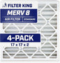 Filter King 17x17x2 Air Filter | 4-PACK | MERV 8 HVAC Pleated A/C Furnace Filters | MADE IN USA | Actual Size: 17 x 17 x 1.75"