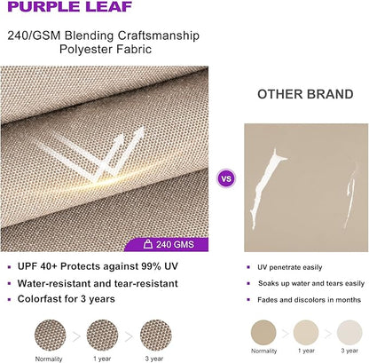PURPLE LEAF 9' X 12' Double Top Cantilever Patio Umbrella Deluxe Large Outdoor Umbrella Rectangle Offset Umbrella with Fade Resistance for Garden Deck Pool Patio, Ash Mocha